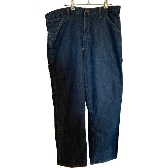 Wrangler Fleece  Lined Carpenter Men's 36x32 Jean Dark Wash Soft - Picture 2 of 6